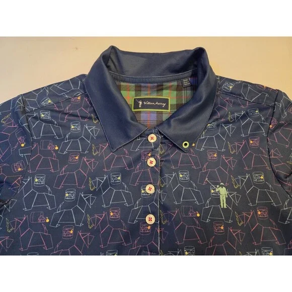 William Murray Golf Dress Women’s Small Blue Print Polo Performance Stretch - Picture 4 of 9